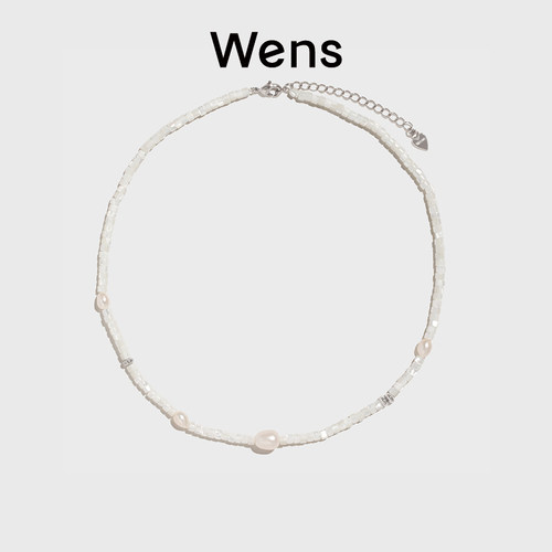 wens白贝母珠珍珠短链女串珠项链