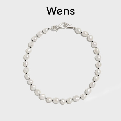 Wens巴洛克珍珠绳结扣项链锁骨链