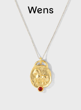 Wens新年小马镶石金币长项链