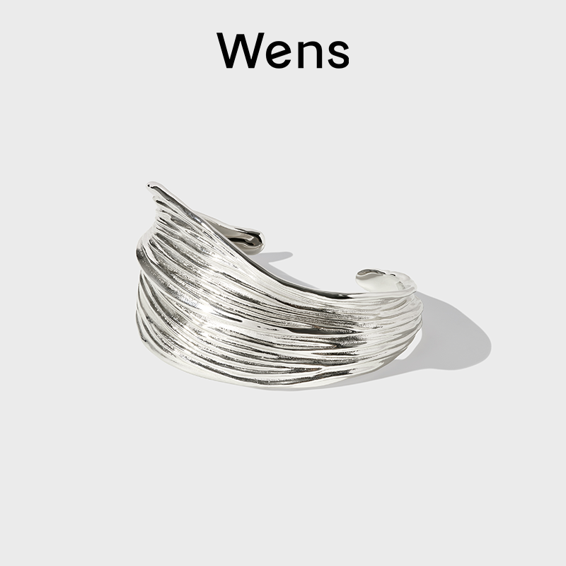 Wens新中式植物系列叶片造型开口手镯女原创小众设计高级感手环