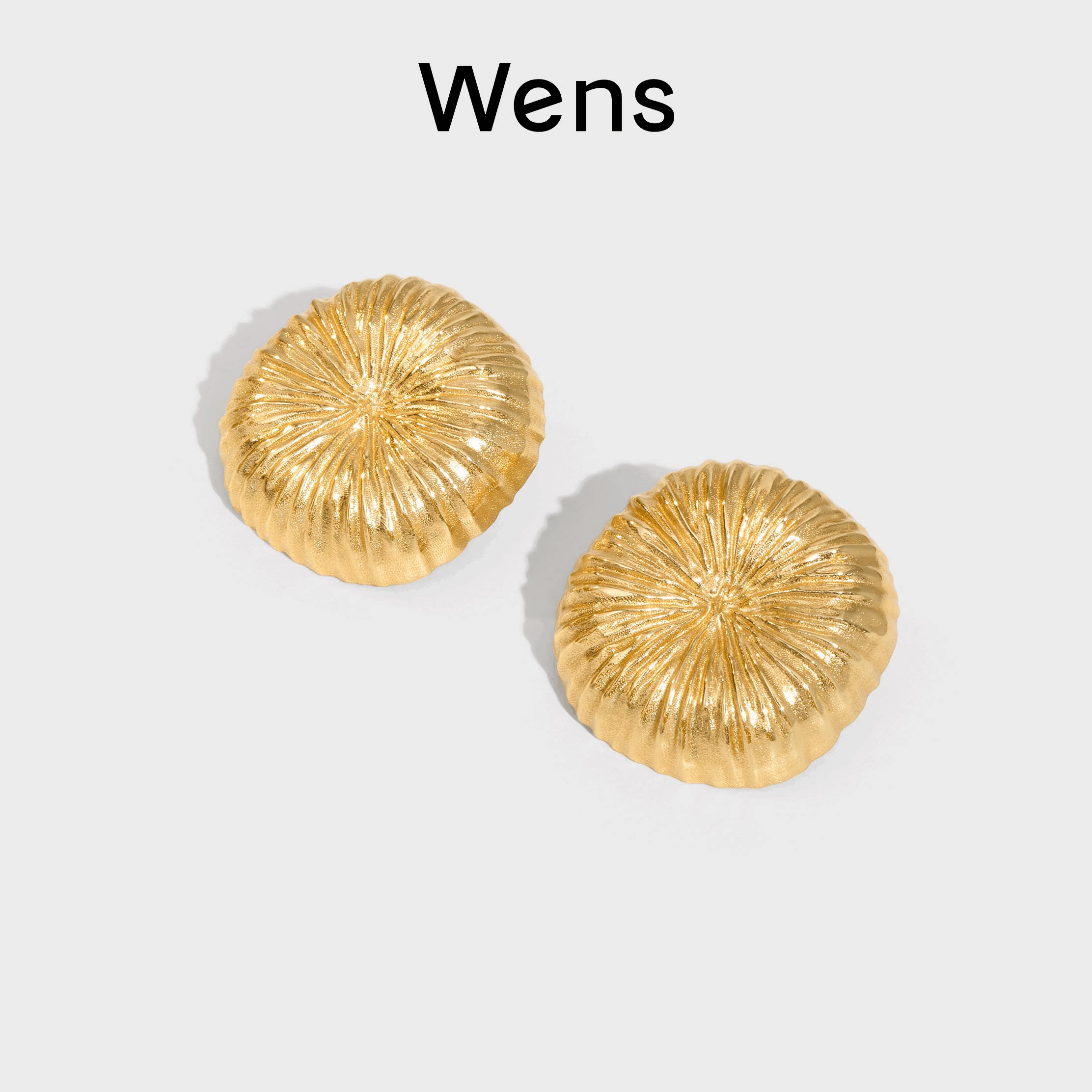 Wens【明星同款】烟花拉丝圆球造型耳环戒指女金银生日礼物送女友