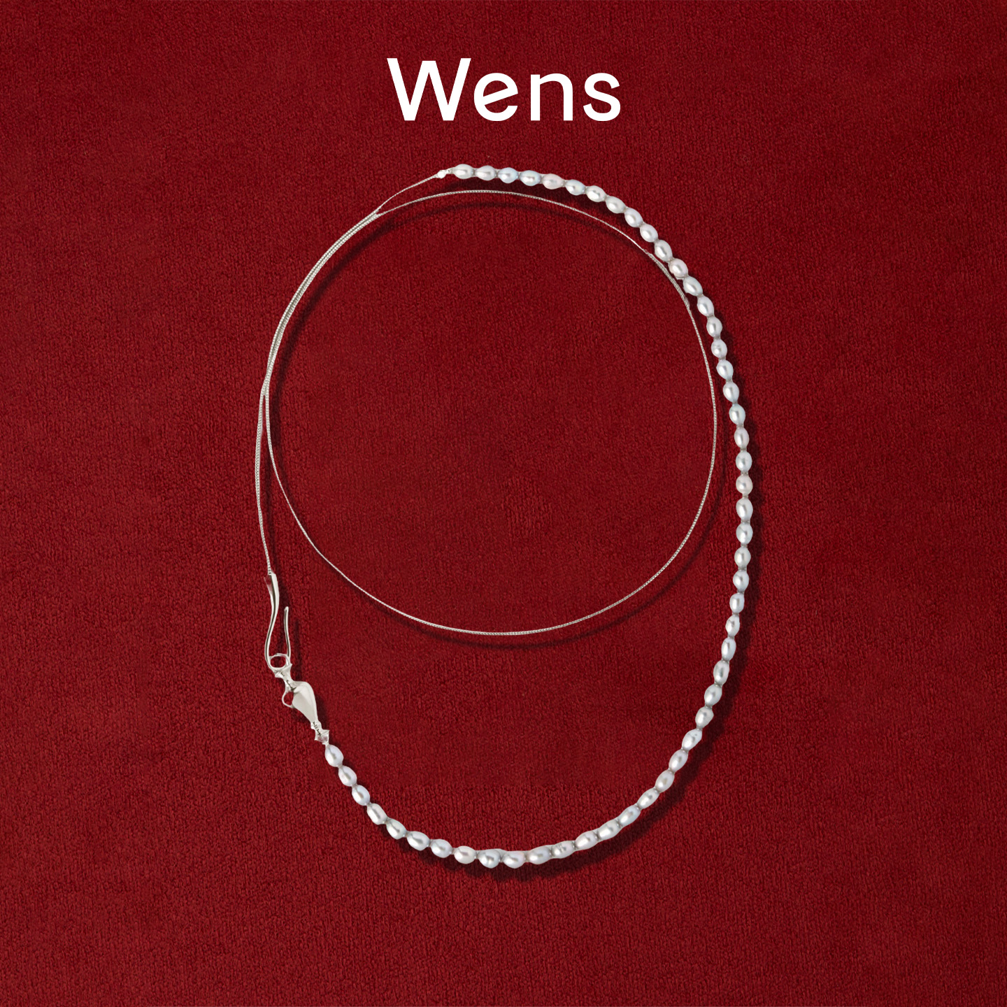 Wens「瓶」系列淡水米粒珍珠细颈瓶长项链灰色女轻奢叠戴金银双色