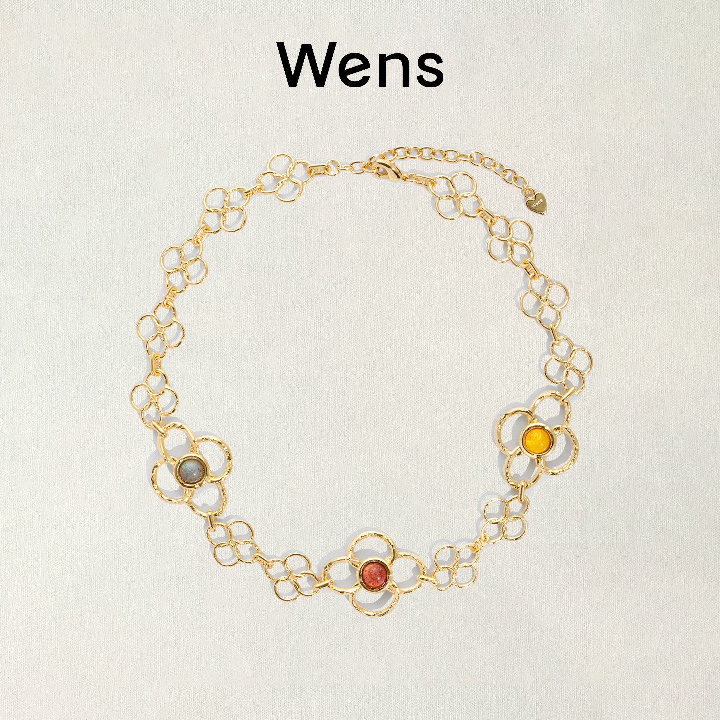 Wens x Linda明星同款花神系列金银色镂空花朵镶石项链高级感轻奢