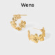 Wens花神系列繁花耳圈耳饰女金银双色立体花朵生日礼物送女友