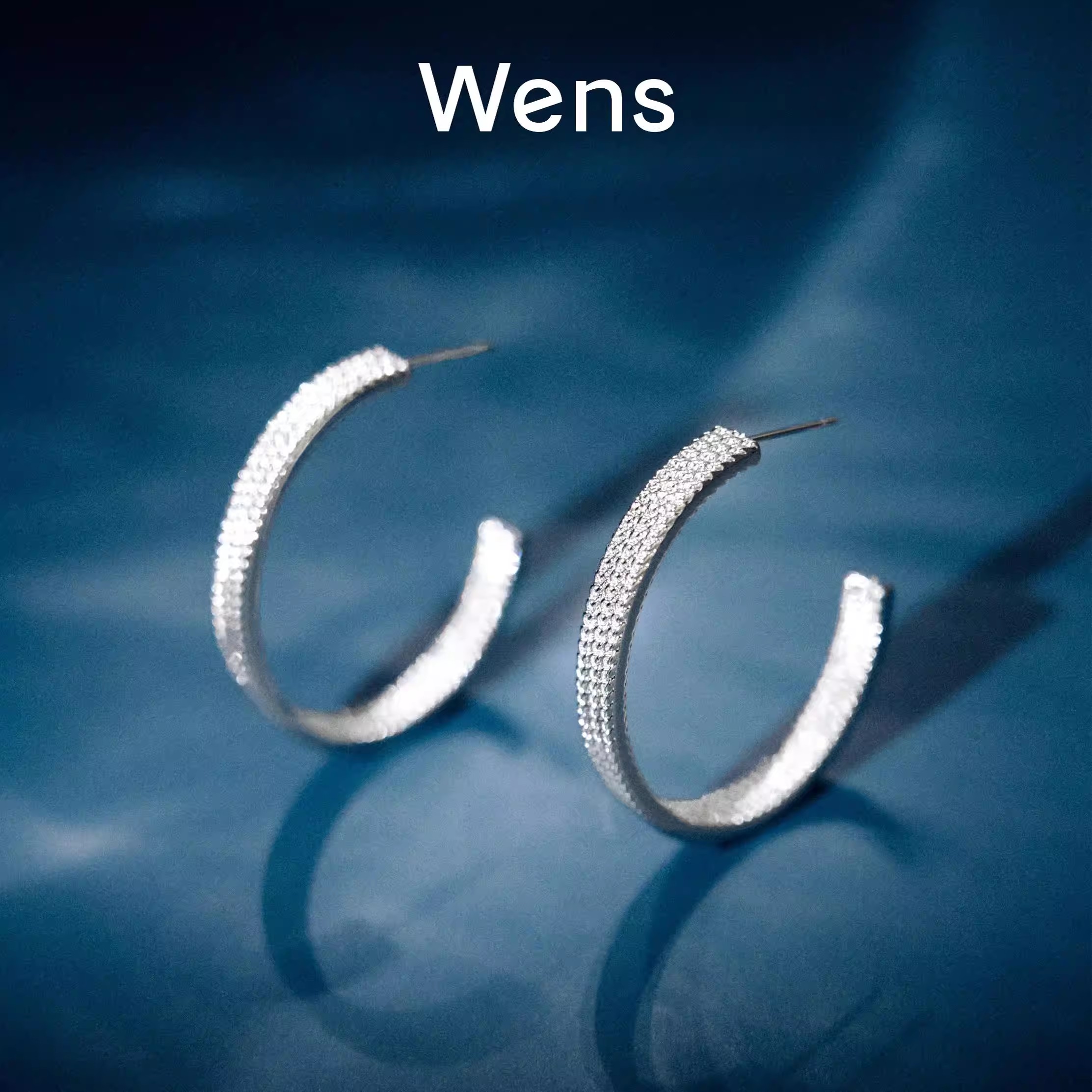 Wens浮光链条圈圈耳环耳圈耳饰女银色素圈大圈耳饰高级感生日礼物