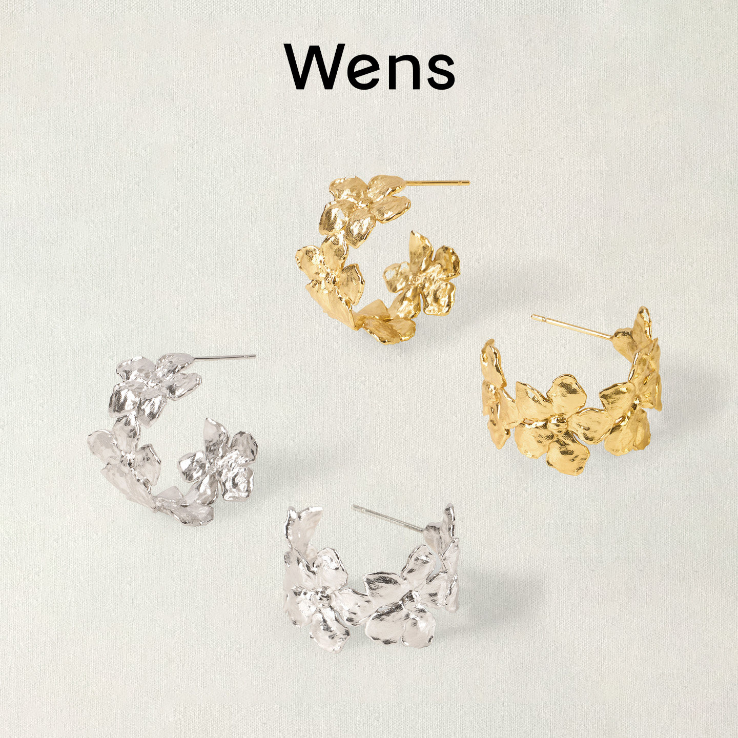 秦岚同款Wens花神系列繁花耳圈耳饰女立体花朵百搭气质通勤耳环