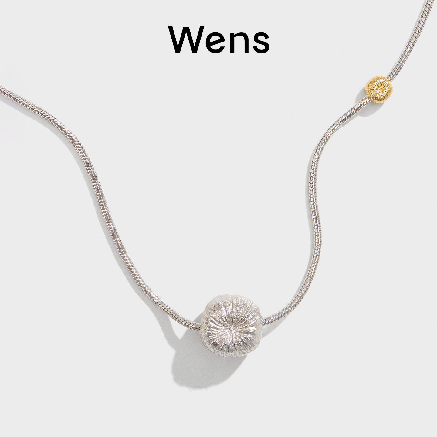 Wens花火拉丝烟花短项链女小众高级感百搭简约气质银色锁骨链