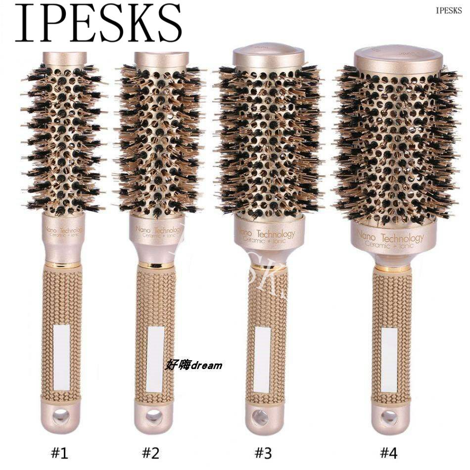 Barber Salon Round Hair Brus Ceramic Iron Hair Roller comb