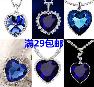 A0003海洋之心蓝色大水晶宝石项链女短款锁骨韩版欧美饰品礼物9
