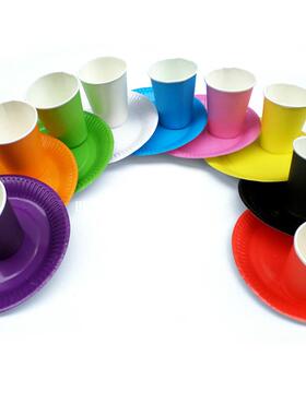 10 pcs Colorful Festival Disposable Paper Plates/Cups Candy