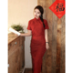 气质高端夏款 故双栖 年轻款 古法红色旗袍女小个子2024新款 年华