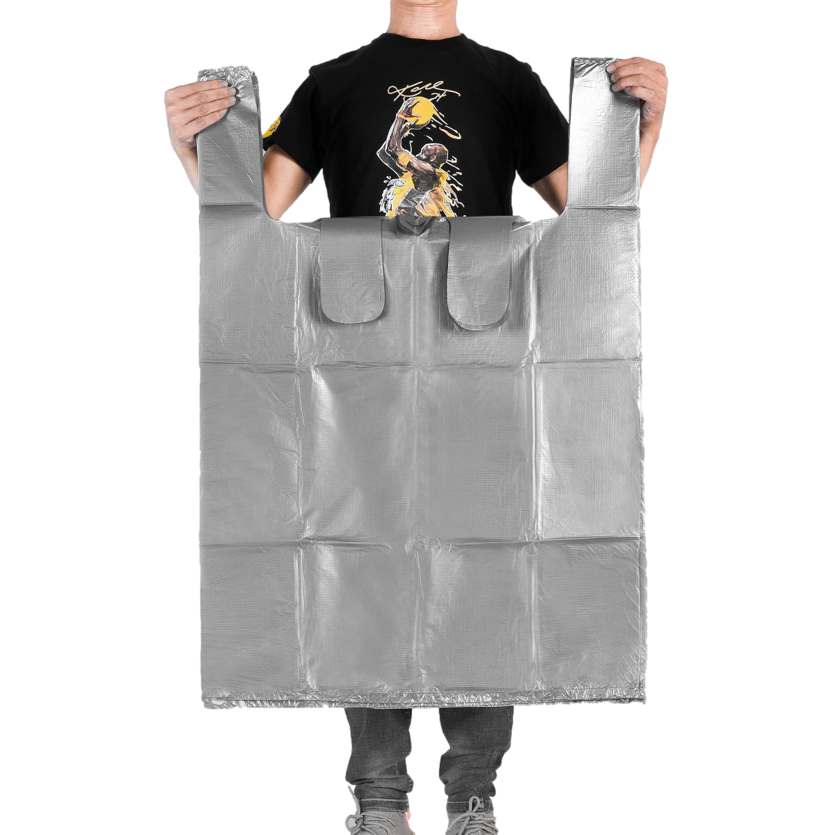 银灰色大号塑料背心袋 加厚服装打包袋 手提防尘收纳袋子超大胶袋