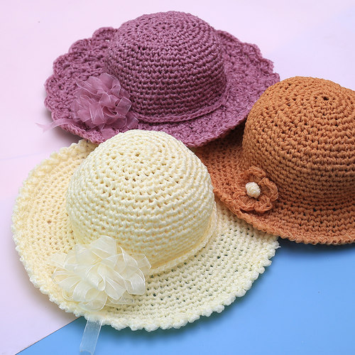 康程手工钩织雪纺纱丝带帽材料包