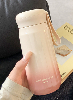 简约保温杯女生小巧便携水杯女新款2025高颜值女士不锈钢泡茶杯子