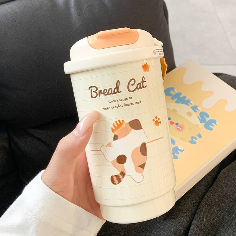 咖啡保温杯女生可爱高颜值吸管双饮水杯2025新款小巧便携随行杯子