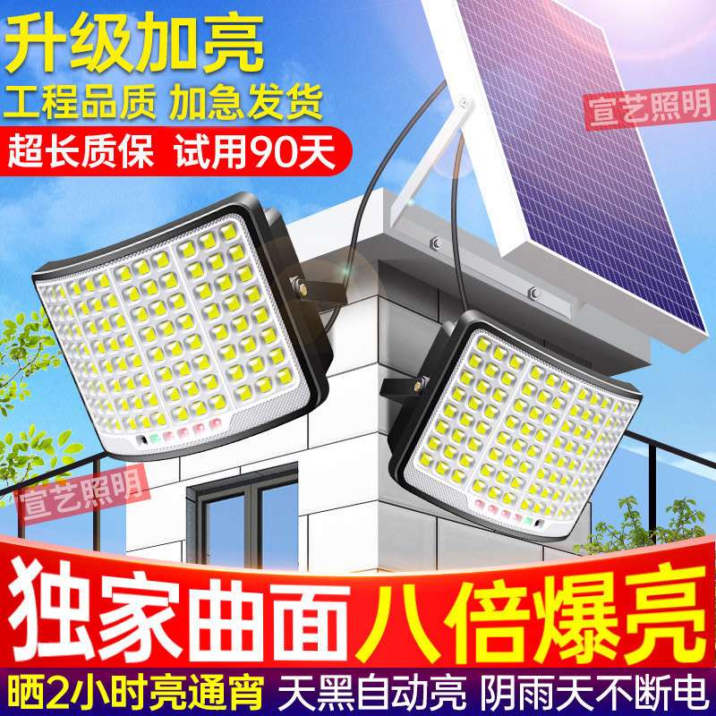 w%2024特亮太阳能室内外照明庭院灯农村家用大功率广角曲面led路