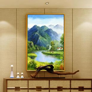福居宝地玄关山水画竖版招财挂画装饰画走廊轻奢壁画中式招财新款