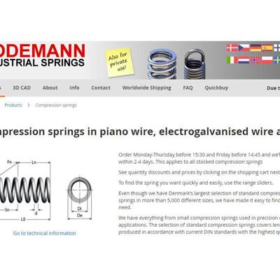 SODEMANN 丹麦21730镀锌压缩弹簧DIN 17223 C 类电线-备件