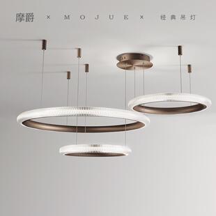 客厅主灯北欧吊灯现代简约大气圆环超亮led极简大厅灯中古风灯具