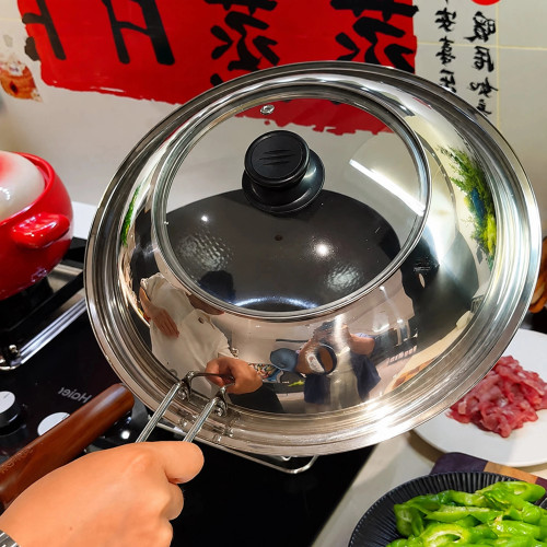 不锈钢防溅透视玻璃锅盖