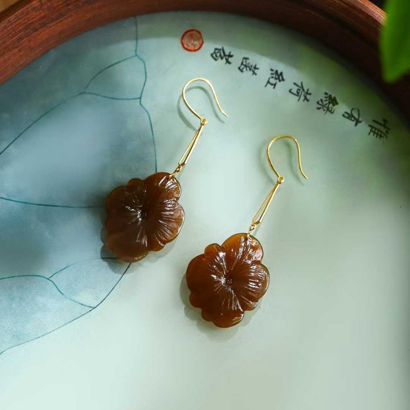 天然新疆和田玉玉器工厂店且末料老料满糖色玉石荷叶耳坠女款耳饰,珠宝/钻石/翡翠,耳饰,淘宝优惠券,粉丝福利购,淘宝优惠卷