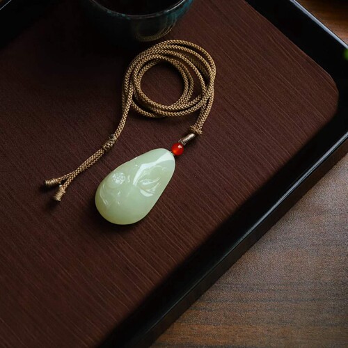 天然新疆和田玉玉器工厂店若羌黄口料老料玉石莲花吊坠挂件带证