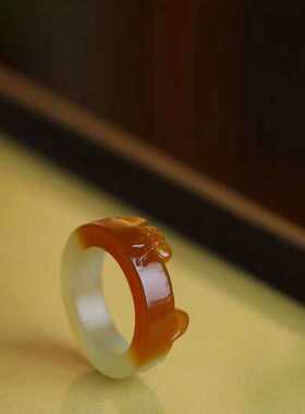 戒指和田玉俄料糖白戒指