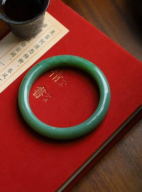 天然新疆和田玉玉器工厂店俄料碧玉老料内径62mm玉石素面手镯手饰
