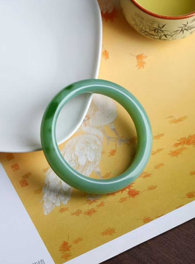 天然新疆和田玉玉器工厂店俄料碧玉老料内径56.5mm玉石素面镯手饰