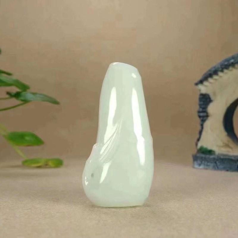 和田玉供应链天然新疆和田玉羊脂级白玉玉石竹节吊坠男女款送证书
