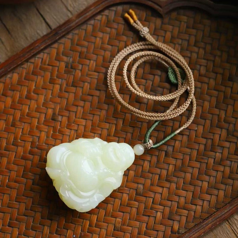 天然新疆和田玉玉器工厂店俄料老料工艺品玉石弥勒佛笑佛吊坠挂件