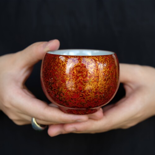 非遗工艺品漆器DONGUAN汝瓷漆杯