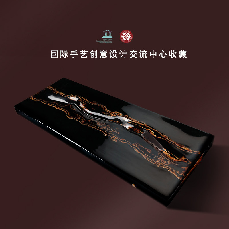 donguan冬官 新中式福州脱胎漆器创意单层排水 天然大漆茶盘家用