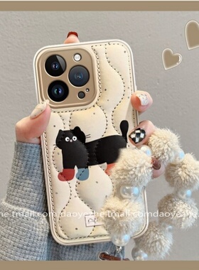 羽绒服趣味猫咪适用三星s26ultra手机壳s25edge新款s24+/s23小众a15皮质a16/a17防摔a25女a53手链a54硅胶a56