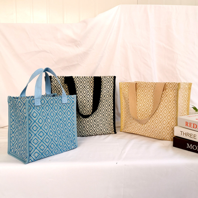 帆布包女士2026新款手提包大容量菱形单肩妈咪包手提袋子外出时尚