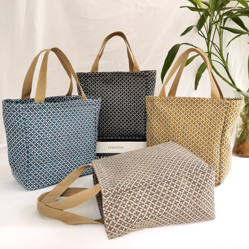 帆布手提包包女2026新款简约百搭上班小拎包休闲便当妈咪手拎布包