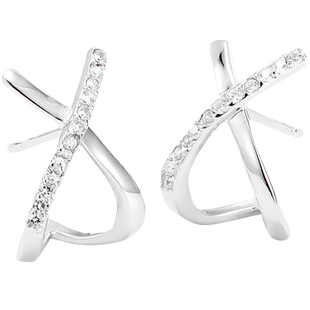 XXOFF【X星人】925银X交叉线条闪钻女士耳钉