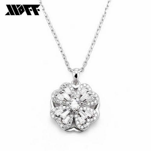 xxoff925银可旋转锆石女四叶草