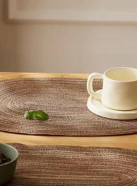 Oval Rop Cotton Braided Table Place Mats Braided Coaster