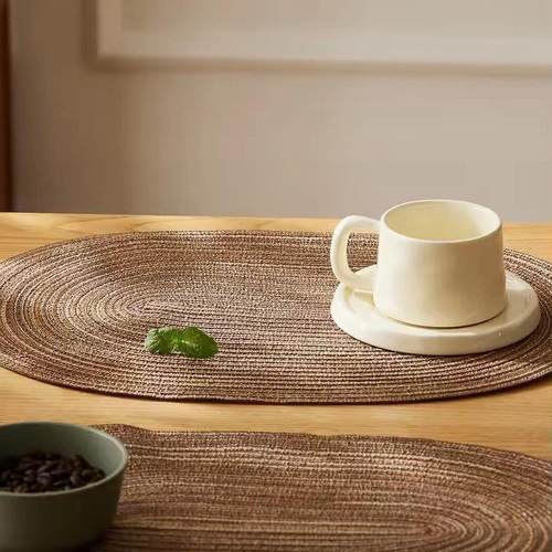 Oval Rop Cotton Braided Table Place Mats Braided Coaster