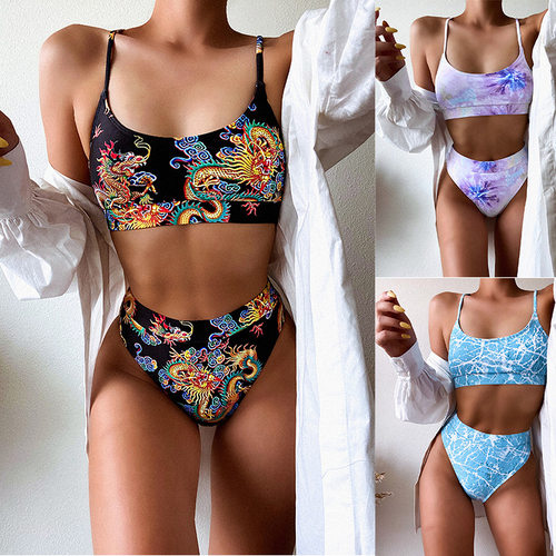 Push up swimwear women 2020 Dragon printed sexy bikini set