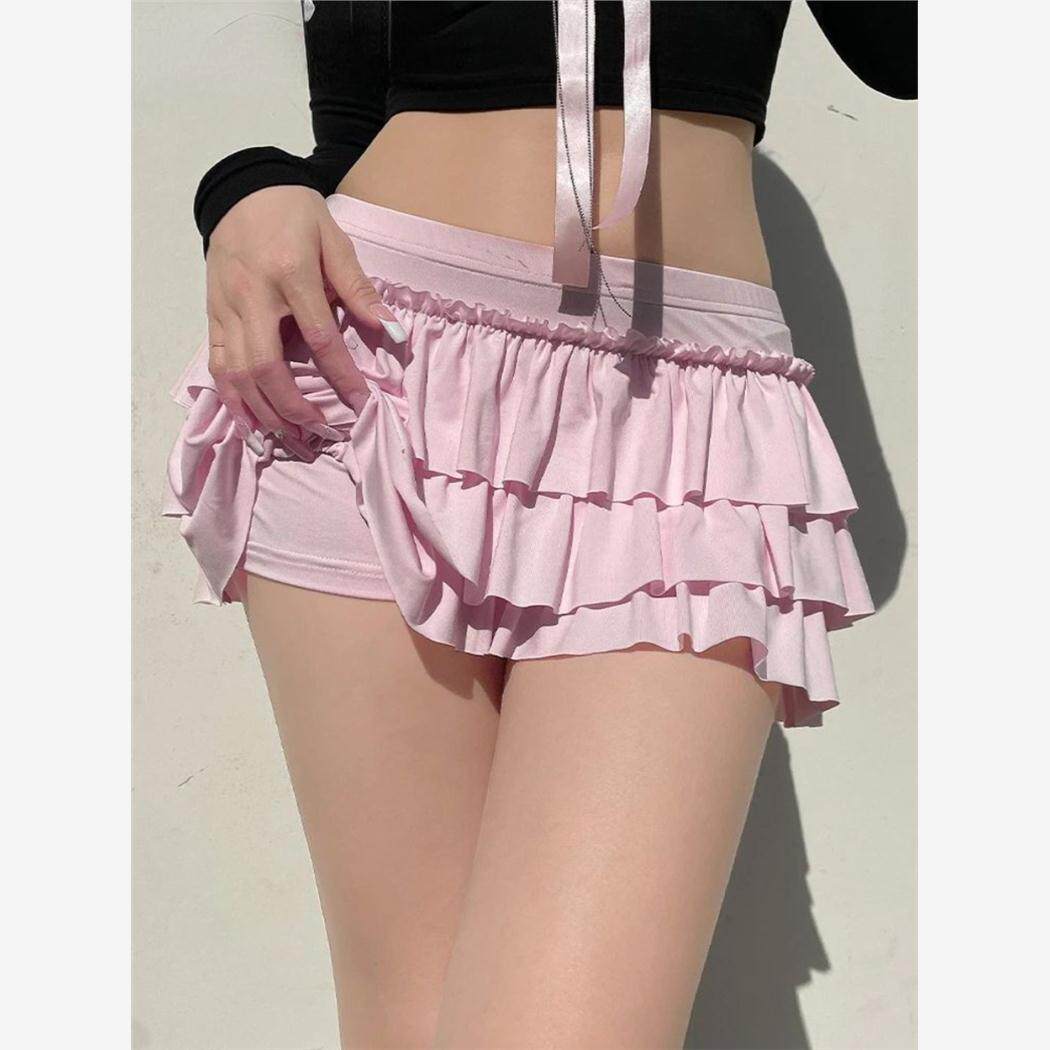 Back bow patchwork solid color cake skirt 后蝴蝶结拼接蛋糕裙