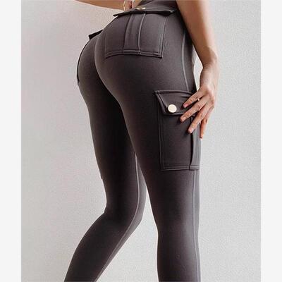 欧美健身裤高腰提臀运动收腹紧身裤口袋Pocket gym pants workout