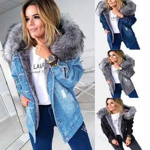 Women winter big size denim jacket ladies warmth coat 厚外套