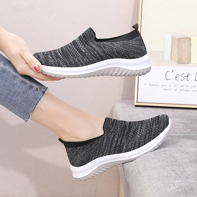 Women Shoes Knitting Sock Sneakers Flat Shoes Loafers Famela