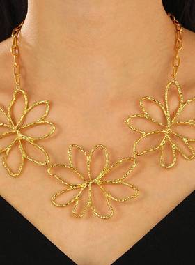 exaggerated earrings irregular flower design women necklace