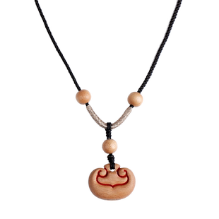 老桃木挂件平安锁随身挂件小号宝宝婴儿儿童成人男女款朱砂项链款