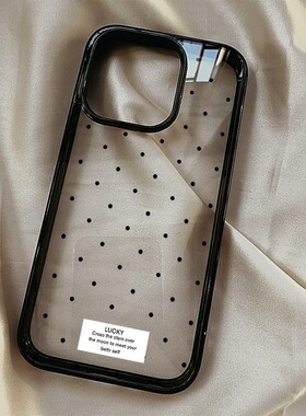 简约黑色小波点适用苹果手机壳iPhone17/15/14/13手机壳11/12/16防摔大孔黑色边框