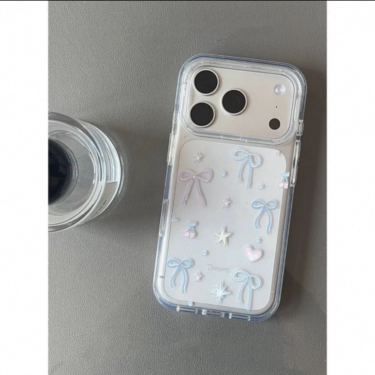 爱心丝带粉蓝蝴蝶结适用于苹果15手机壳iPhone16promax小众14/13高级12/11彩绘