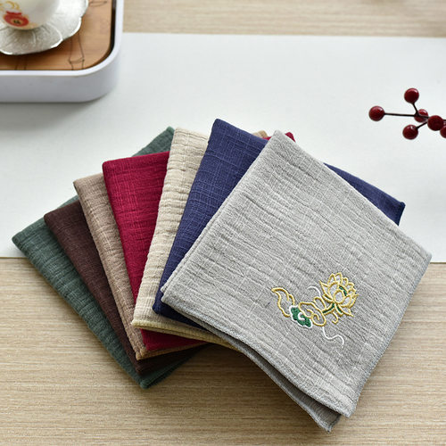 加厚吸水棉麻莲花养壶布纯色茶巾功夫茶道具配件茶台茶几茶桌